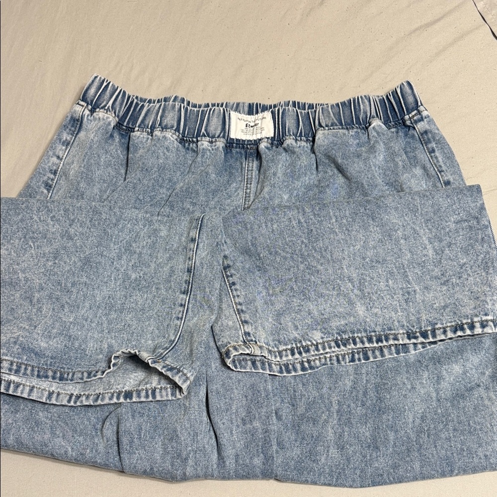 SHEIN Blue Wide Leg Denim Pants